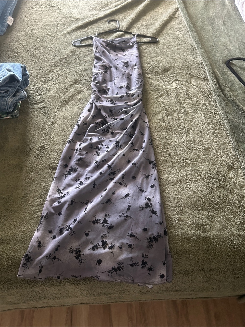 wild fable Lilac Slip Midi Dress with Black Floral Print